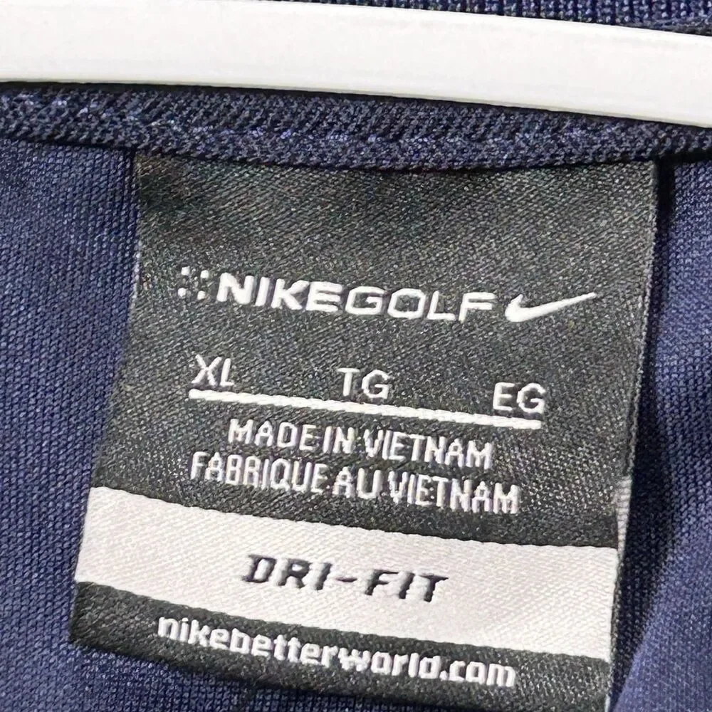 Nike Golf Polo Shirt Mens XL Navy Blue Dri-Fit Short Sleeve NLVWM Graphic